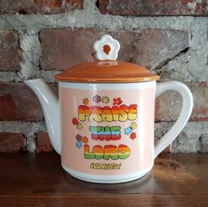 Vintage 1982 Enesco Teapot praise the lord